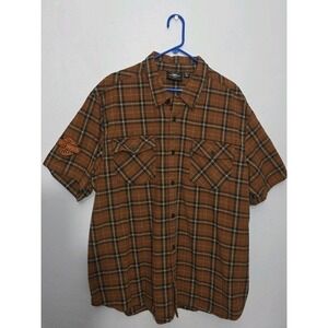 Harley-Davidson Men's 3XL Flannel Shirt Tortoise Shell Plaid – Embroidered Logo